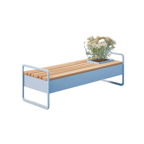 XUEQIZHENG Gartenbank im Freien, Gartenbank aus Edelstahl und Massivholz – Park-, Garten- und Terrassenstuhl(220cm) von XUEQIZHENG