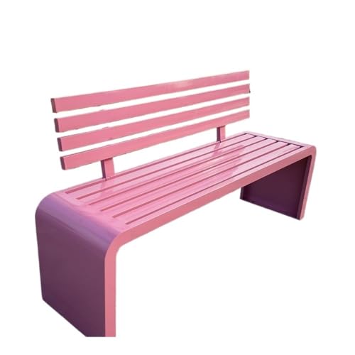 XUEQIZHENG Gartenbank im Freien, Parkbank aus korrosionsbeständigem Eisenholz mit Rückenlehne, Außenbank, Garten, öffentliche Freizeitsitze(Pink,150cm) von XUEQIZHENG