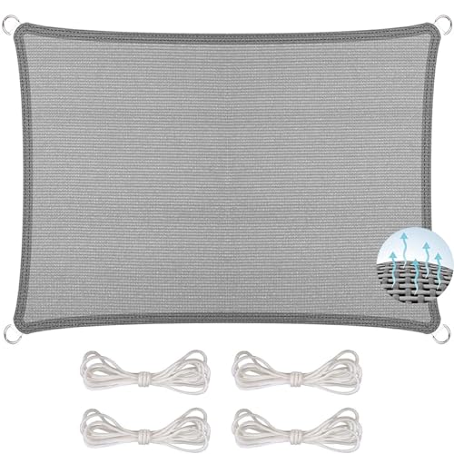 Beschattungsnetz inkl Befestigungsseile 280 x 460 cm, HDPE Polyester, Sonnenschutz 98% Uv Schutz, Reißfest Wetterfest, Wasserdurchlässig Schattierungsnetz, für Terrasse Garten, Hellgrau von XUEQXUE