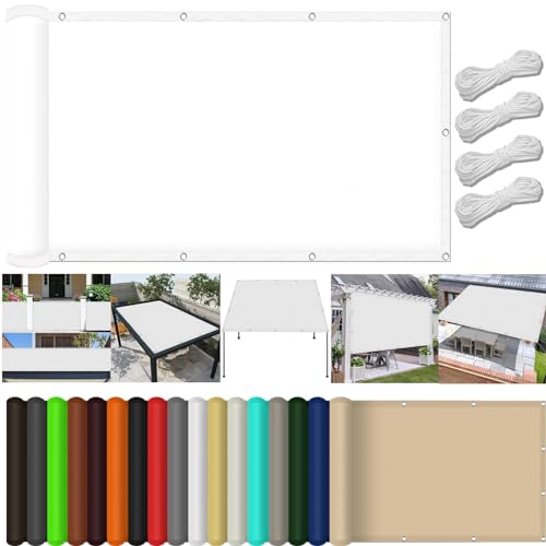 Rechteckig Sonnensegel 420 x 440 cm,Premium PES Polyester Wasserabweisend Imprägniert Rechteck, Sonnensegel Sonnenschutz Windschutz,Für Terrasse Garten, Weiß Rechteckig Sonnensegel 420 x 440 cm,Premium PES Polyester Wasserabweisend Imprägniert Rechteck, Sonnensegel Sonnenschutz Windschutz,Für Terrasse Garten, Weiß von XUEQXUE