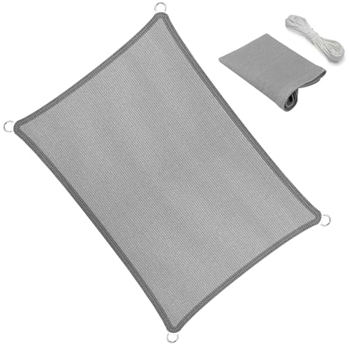 Rechteckig Sonnensegel 80 x 140 cm, Sonnenschutz 98% UV Schutz Windschutz Reißfest Wetterfest, Atmungsaktiv Sonnenschirm Markise Balkonsegel, für Terrasse Garten, Hellgrau von XUEQXUE