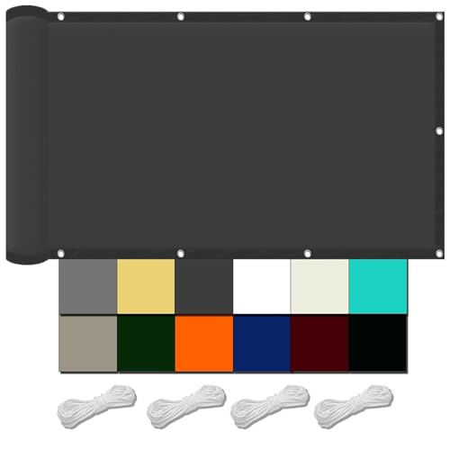 Schattierungsnetz mit Ösen inkl Befestigungsseile 340 x 380 cm,Sonnenschutz 98% Uv Schutz Windschutz Reißfest Wetterfest, Schattennetz mit Ösen Sonnensegel,Für Balkon Garten, Dunkelgrau von XUEQXUE