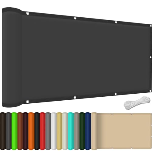 Segeltuch mit Ösen im Viele Größe Und Farben 55 x 360 cm,Sonnenschutz 98% Uv Schutz Windschutz Reißfest Wetterfest, Wasserundurchlässiges Sichtschutz,Für Terrasse Garten, Dunkelgrau Segeltuch mit Ösen im Viele Größe Und Farben 55 x 360 cm,Sonnenschutz 98% Uv Schutz Windschutz Reißfest Wetterfest, Wasserundurchlässiges Sichtschutz,Für Terrasse Garten, Dunkelgrau von XUEQXUE
