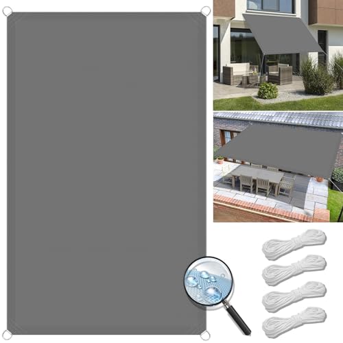 Sonnensegel Rechteck 3 x 4 m Wetterbeständig Wasserabweisend Sonnenschutz 100% PES Sonnensegel Quadrat Sonnensegel Leinwand für Balkon Terrasse Garten, Hellgrau von XUEQXUE