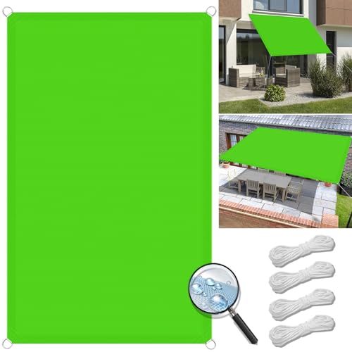 Sonnensegel Rechteckig Wasserdicht 9 x 9 m 98% UV Schutz Premium PES Polyester Reißfest Wetterfest Sichtschutz Windschutz Tarp für Außenbereiche Garten, Zart Grün von XUEQXUE
