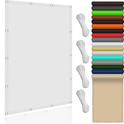 Sonnensegel Wasserdicht 350 x 400 cm,(Nach Mass) Markisenstoff 98% Uv Schutz Wasserabweisend, Premium Polyester Sonnensegel,Für Terrasse Garten, Weiß von XUEQXUE