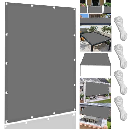 Sonnensegel Wasserdicht Rechteck 230 x 600 cm,(Nach Mass) Markisenstoff 98% Uv Schutz Wasserabweisend, Schattierungsnetz Beschattungstuch,Für Balkon Garten, Hellgrau von XUEQXUE