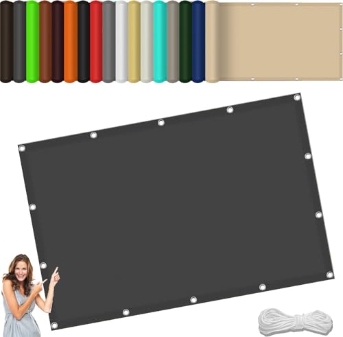 Sonnensegel Wasserdicht inkl Befestigungsseile 50 x 150 cm,(Nach Mass) Markisenstoff 98% Uv Schutz Wasserabweisend, Wasserundurchlässiges Sichtschutz,Für Terrasse Garten, Dunkelgrau von XUEQXUE