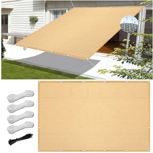 Sonnensegel inkl Befestigungsseile 360 x 450 cm, HDPE Wetterbeständig Atmungsaktiv, Sonnensegel, Sonnenschutz Baldachin, Garten-Sonnenschutznetz, für Balkon Garten, Creme Farben Sonnensegel inkl Befestigungsseile 360 x 450 cm, HDPE Wetterbeständig Atmungsaktiv, Sonnensegel, Sonnenschutz Baldachin, Garten-Sonnenschutznetz, für Balkon Garten, Creme Farben von XUEQXUE
