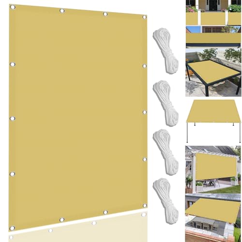 Sun Sonnensegel Sonnenschutz Sonnentuch 350 x 360 cm,Wasserabweisend Sonnenschutz Windschutz mit 98% Uv Schutz, Schattentuch Segel Baldachin,Für Balkon Garten, Creme Farben Sun Sonnensegel Sonnenschutz Sonnentuch 350 x 360 cm,Wasserabweisend Sonnenschutz Windschutz mit 98% Uv Schutz, Schattentuch Segel Baldachin,Für Balkon Garten, Creme Farben von XUEQXUE