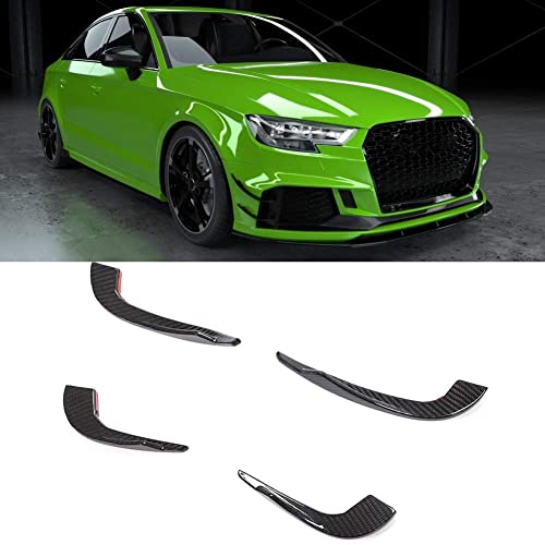 XUETAO for Audi RS3 Carbon Fiber Front Bumper Fins Canards Side Trim Spoiler Splitter Sedan 4-Door 2017-2019 von XUETAO