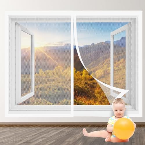 Magnetischer Fliegenvorhang 103 x 125 cm Insektenschutz Selbstklebendes Fliegengitter für Fenster Ohne Bohren Einfach zu Montieren für Alle Fenster, Weiß Magnetischer Fliegenvorhang 103 x 125 cm Insektenschutz Selbstklebendes Fliegengitter für Fenster Ohne Bohren Einfach zu Montieren für Alle Fenster, Weiß von XUEXIAOH