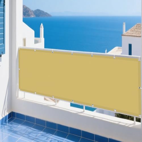 Sonnensegel 110 x 460 cm Rechteckig Wasserdicht 98% UV Schutz Rechtwinklig Markise Vielen Größen mit Spannseilen für Draußen Patio Terrasse Camping, Sandgelb von XUEXIAOH