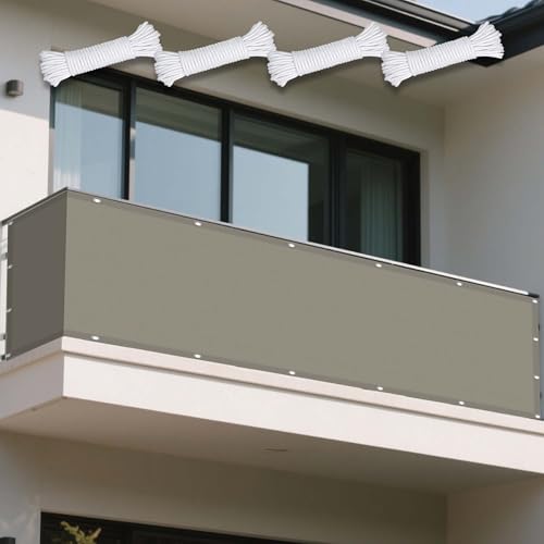 Sonnensegel 70 x 180 cm Rechteckig Wasserdicht 98% UV Schutz Segel Baldachin Segeltuch mit Ösen Und Befestigungsseile für Patio Balkon Terrasse Camping, Taupe von XUEXIAOH
