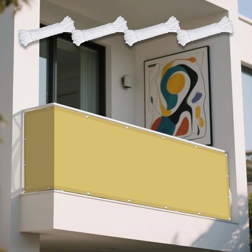 Sonnensegel Balkon 248 x 260 cm Rechteckig Wasserdicht Sonnenschutz Windschutz Windschutz Überdachung Plane inkl Befestigungsseile für Außenbereich Garten, Sandgelb Sonnensegel Balkon 248 x 260 cm Rechteckig Wasserdicht Sonnenschutz Windschutz Windschutz Überdachung Plane inkl Befestigungsseile für Außenbereich Garten, Sandgelb von XUEXIAOH