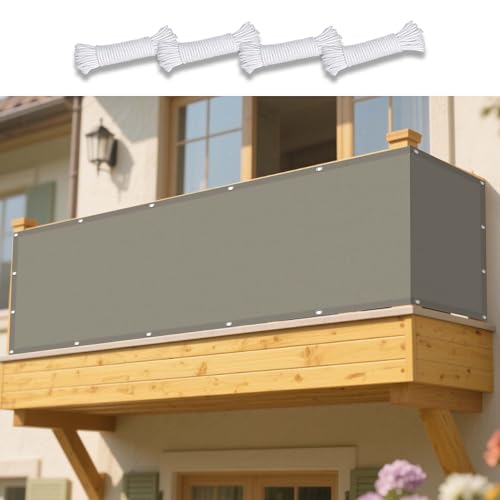 Sonnensegel Rechteckig 360 x 400 cm Rechteckig Wasserdicht 98% UV Schutz Balkon Regenschutz inkl Befestigungsseile für Balkon Camping Terrasse Pergola, Khaki von XUEXIAOH