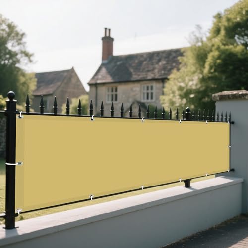 Sonnensegel Rechteckig mit Ösen 350 x 750 cm Rechteckig Wasserdicht Sonnenschutz Windschutz Abdeckung Schattenstoff mit Ösen Ohne Bohren mit Seil für Balkon Garten, Sandgelb von XUEXIAOH
