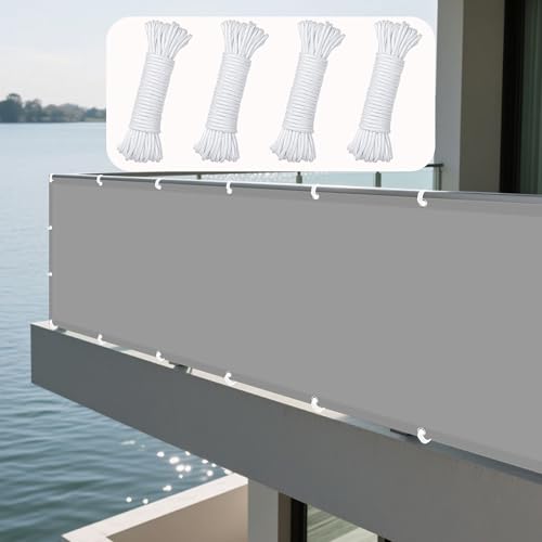 Sonnensegel Sonnenschutz 125 x 270 cm Rechteckig Wasserdicht 98% UV Schutz Pergola-Schattenspender Ersatz-Vordach mit Ösen Segeltuch 4 × 1.5 M Seile für Garten Terrasse, Hellgrau von XUEXIAOH