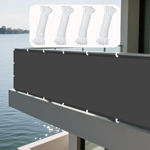 Sonnensegel Sonnenschutz 130 x 330 cm Rechteckig Wasserdicht 98% UV Schutz Pergola-Schattenspender Ersatz-Vordach mit Ösen Segeltuch 4 × 1.5 M Seile für Garten Terrasse, Dunkelgrau von XUEXIAOH