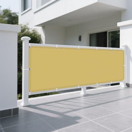 Sonnensegel Sonnenschutz 320 x 380 cm Rechteckig Wasserdicht 98% UV Schutz Sunprotect Professional Vielen Größen mit Spannseilen für Garten Terrasse Outdoor Camping, Sandgelb von XUEXIAOH