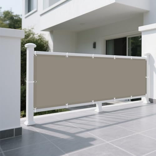 Sonnensegel Sonnenschutz 400 x 430 cm Rechteckig Wasserdicht 98% UV Schutz Sunprotect Professional Vielen Größen mit Spannseilen für Garten Terrasse Outdoor Camping, Taupe von XUEXIAOH