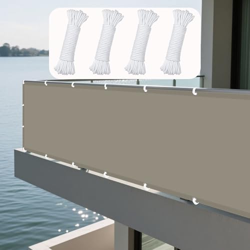 Sonnensegel Sonnenschutz 60 x 170 cm Rechteckig Wasserdicht 98% UV Schutz Pergola-Schattenspender Ersatz-Vordach mit Ösen Segeltuch 4 × 1.5 M Seile für Garten Terrasse, Khaki von XUEXIAOH