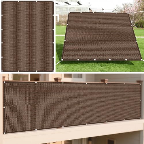 Sonnensegel Sonnenschutz Windschutz 461 x 520 cm Rechteckig Atmungsaktiv 98% UV Schutz Segeltuch Ohne Bohren mit Ösen Segeltuch für Garten Terrasse Outdoor Camping, braun von XUEXIAOH