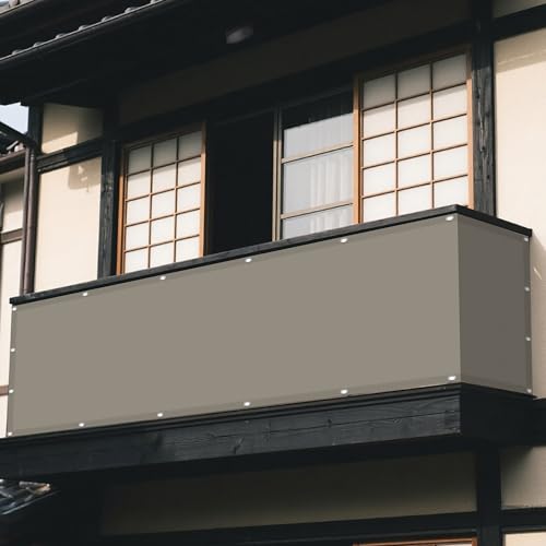 Sonnensegel Wasserdicht 140 x 150 cm Rechteckig Wasserdicht 98% UV Schutz Schattiernetz mit Spannseilen mit Ösen für Balkon Terrasse, Taupe von XUEXIAOH