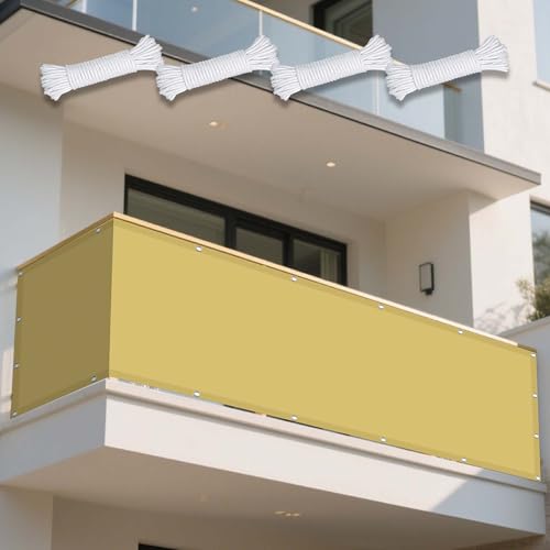 Sonnensegel Wasserdicht 220 x 740 cm Rechteckig Wasserdicht 98% UV Schutz Sunsail mit Ösen Und Befestigungsseile für Terrasse Garten, Sandgelb Sonnensegel Wasserdicht 220 x 740 cm Rechteckig Wasserdicht 98% UV Schutz Sunsail mit Ösen Und Befestigungsseile für Terrasse Garten, Sandgelb von XUEXIAOH