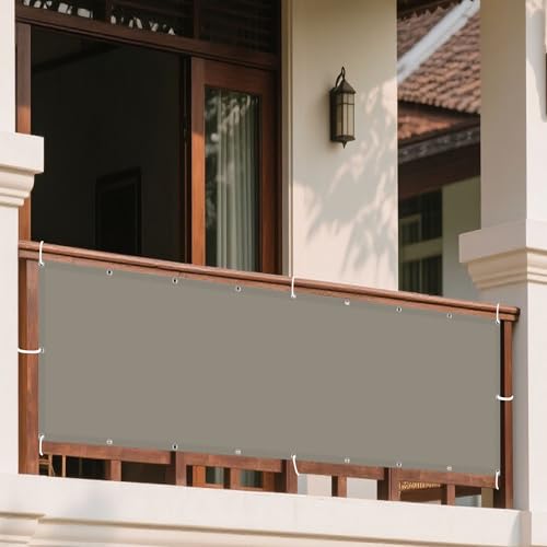 Sonnensegel Wasserfest 314 x 355 cm Rechteckig Wasserdicht 98% UV Schutz Sonnenplane Rechteckige Markise mit Ösen Und Befestigungsseile für Patio Hinterhof Rasengarten, Taupe von XUEXIAOH