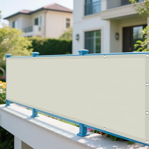 Sonnensegel mit Ösen Nach Maß 540 x 680 cm Rechteckig Wasserdicht Sonnenschutz Windschutz Sichtschutz Balkon mit Ösen Ohne Bohren mit Seil für Patio Hinterhof Rasengarten, Beige von XUEXIAOH