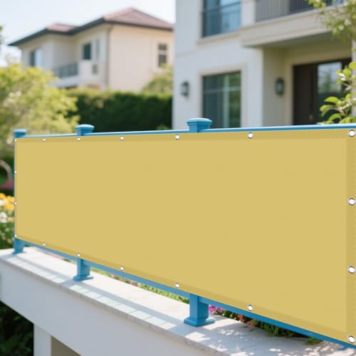 Sonnensegel mit Ösen Nach Maß 620 x 800 cm Rechteckig Wasserdicht Sonnenschutz Windschutz Sichtschutz Balkon mit Ösen Ohne Bohren mit Seil für Patio Hinterhof Rasengarten, Creme Farben von XUEXIAOH