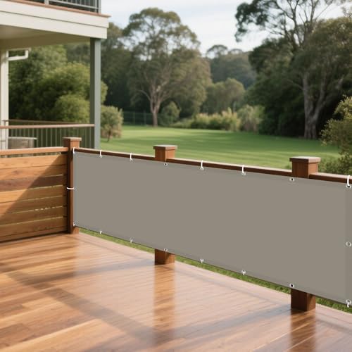 Wasserdicht Sonnensegel 132 x 305 cm Rechteckig Wasserdicht Sonnenschutz Windschutz Sonnenschutzdach Segeltuch Pergola Ohne Bohren mit Ösen Segeltuch für Garten Balkon, Taupe von XUEXIAOH