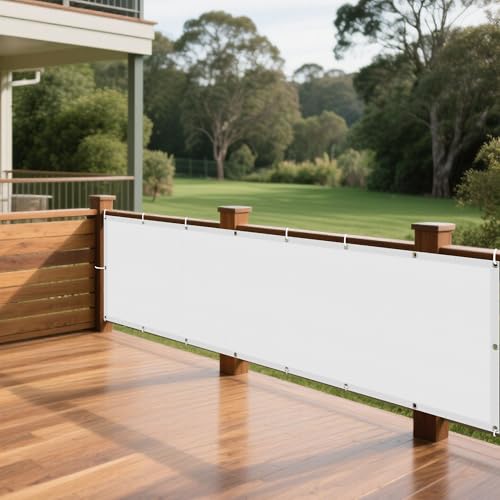 Wasserdicht Sonnensegel 152 x 215 cm Rechteckig Wasserdicht Sonnenschutz Windschutz Sonnenschutzdach Segeltuch Pergola Ohne Bohren mit Ösen Segeltuch für Garten Balkon, Weiß von XUEXIAOH