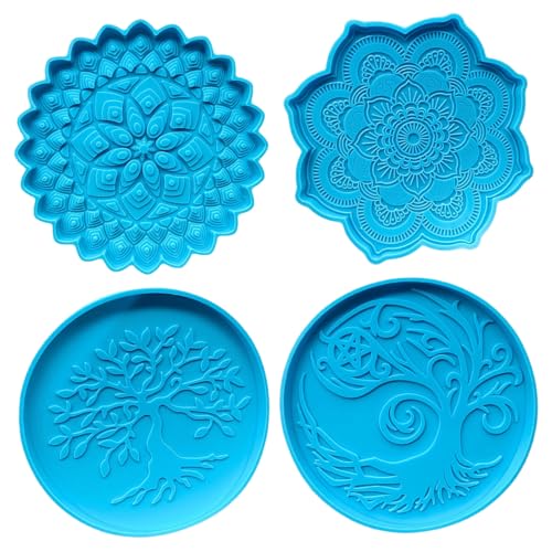4pcs Coaster Formen 4, 7 Zoll Silikonblütenformharzschalenformen für Gussschalen Tasse Matte DIY Crafts Home Dekoration, Silikon -Untersetzer für Harz 4pcs Coaster Formen 4, 7 Zoll Silikonblütenformharzschalenformen für Gussschalen Tasse Matte DIY Crafts Home Dekoration, Silikon -Untersetzer für Harz von XUEYEGONGJI