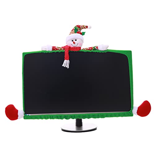 Computer Monitor Deckung Elastischer Computerabdeckung Kreative Stoff Weihnachtsdekoration für Home Office Decor (Snowman), Screen Desktop Monitor von XUEYEGONGJI