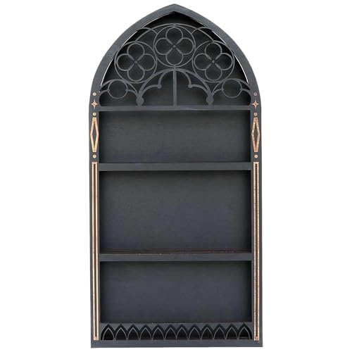 Kristallregal Display für Wand, hölzernes gotisches Kristallregal, schwarze schwimmende Regale Alte Kirchenfenster Kristallregal 15.7x7.8 ätherisches Öl Display Gremienschelf für Raum, Geschenk Kristallregal Display für Wand, hölzernes gotisches Kristallregal, schwarze schwimmende Regale Alte Kirchenfenster Kristallregal 15.7x7.8 ätherisches Öl Display Gremienschelf für Raum, Geschenk von XUEYEGONGJI