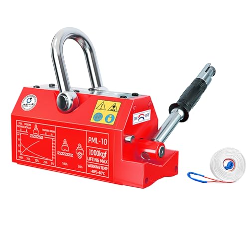 Permanentmagnetheber, 2200 lbs/1000 kg Plattenhebemagnet mit 3,3 Fuß langem Hebeseil, Hebemagnet for Heben von Hebezeugen, Blöcken und Werkstattkranen von XUHONGYA
