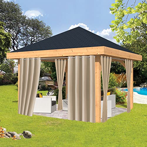 XUIAQZW Outdoor Vorhang Wetterfest 1 Stück - 130x190(BxH) cm Balkon Vorhang Sonnenschutz mit Edelstahltülle Vorhangseil Terrasse Vorhänge Outdoor Gardinen Wasserdicht Ösenvorhang von XUIAQZW