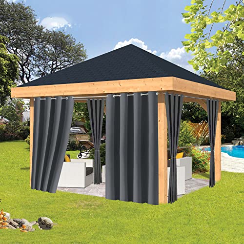 XUIAQZW Outdoor Vorhang Wetterfest 1 Stück - 130x240(BxH) cm Balkon Vorhang Sonnenschutz mit Edelstahltülle Vorhangseil Terrasse Vorhänge Outdoor Gardinen Wasserdicht Ösenvorhang von XUIAQZW