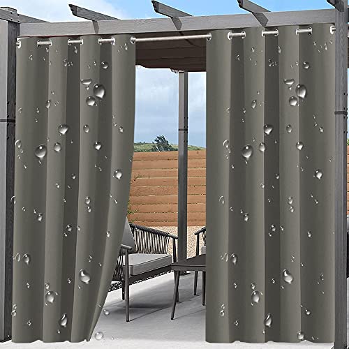 XUIAQZW Outdoor Vorhang Wetterfest Wasserdicht mit Vorhangseil -170x200(BxH) cm Edelstahltülle - Sichtschutz Sonnenschutz für Balkon Terrasse Veranda Pergola Gartenlaube Outdoor Vorhänge Ösenvorhang von XUIAQZW