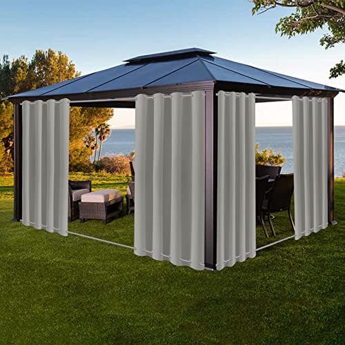 XUIAQZW Outdoor Vorhang Wetterfest mit Ösen Oben und Unten 120x160(BxH) cm Terrasse Vorhänge Outdoor Gardinen Wasserdicht Sonnenschutz & Windschutz Balkon Vorhang Blickdicht Ösenschal von XUIAQZW