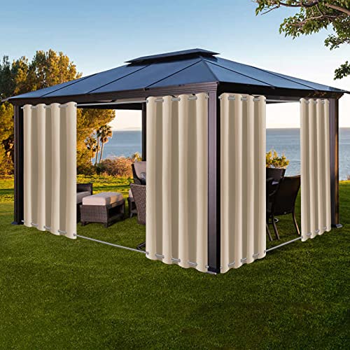 XUIAQZW Outdoor Vorhang Wetterfest mit Ösen Oben und Unten 120x160(BxH) cm Terrasse Vorhänge Outdoor Gardinen Wasserdicht Sonnenschutz & Windschutz Balkon Vorhang Blickdicht Ösenschal von XUIAQZW