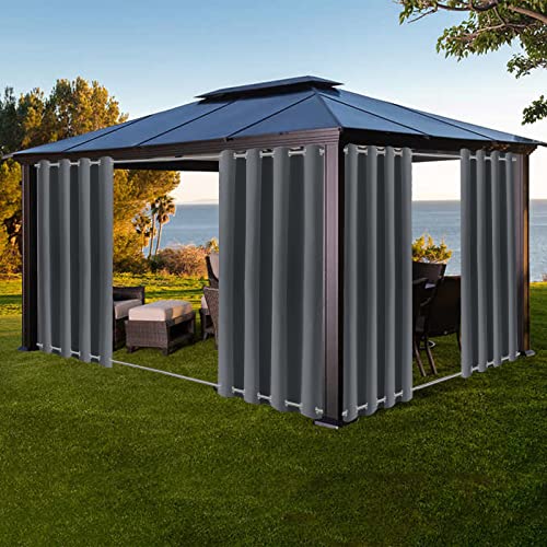 XUIAQZW Outdoor Vorhang Wetterfest mit Ösen Oben und Unten 120x200(BxH) cm Terrasse Vorhänge Outdoor Gardinen Wasserdicht Sonnenschutz & Windschutz Balkon Vorhang Blickdicht Ösenschal von XUIAQZW