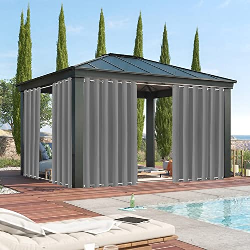 XUIAQZW Outdoor Vorhang Wetterfest mit Ösen Oben und Unten 170x180(BxH) cm Terrasse Vorhänge Outdoor Gardinen Wasserdicht Sonnenschutz & Windschutz Balkon Vorhang Blickdicht Ösenschal von XUIAQZW