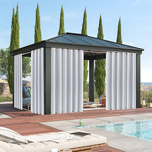 XUIAQZW Outdoor Vorhang Wetterfest mit Ösen Oben und Unten 210x160(BxH) cm Terrasse Vorhänge Outdoor Gardinen Wasserdicht Sonnenschutz & Windschutz Balkon Vorhang Blickdicht Ösenschal von XUIAQZW