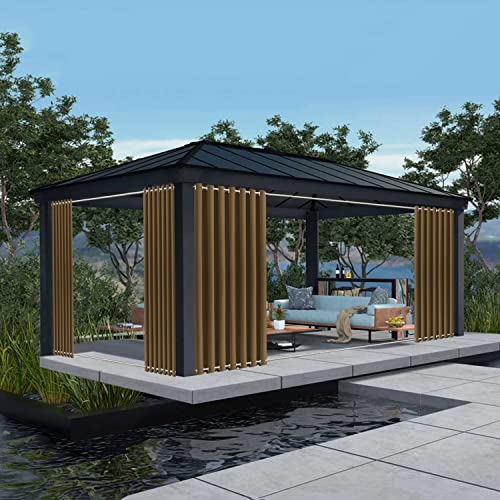 XUIAQZW Outdoor Vorhang Wetterfest mit Ösen Oben und Unten 250x170(BxH) cm Terrasse Vorhänge Outdoor Gardinen Wasserdicht Sonnenschutz & Windschutz Balkon Vorhang Blickdicht Ösenschal von XUIAQZW