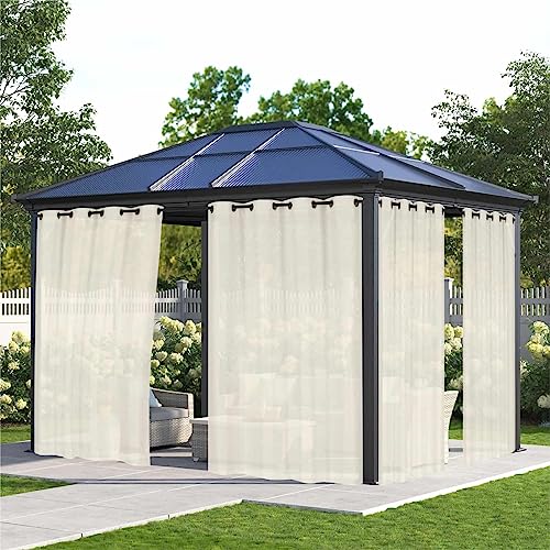 XUIAQZW Outdoor Vorhang Wetterfest mit Ösen Weiß Transparent (2 Stücke) 132x213(BxH) cm Terrasse Vorhänge Outdoor Gardinen Wasserdicht Sonnenschutz von XUIAQZW