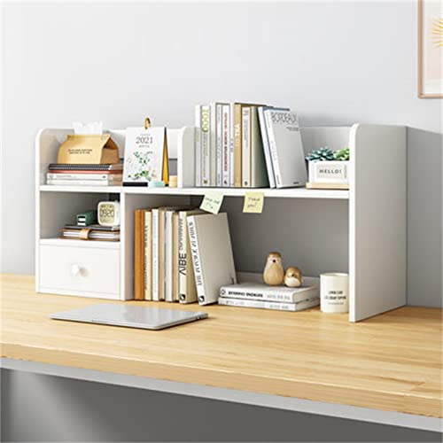 XUJIAM Desktop-Bücherregal, Bücherregal, Desktop-Regal, einfaches mehrschichtiges Regal, Computertisch, Schreibtisch, Kleiner Aufbewahrungstisch, Bücherregal (Farbe: Weiß, Größe: 80 x 17 von XUJIAM