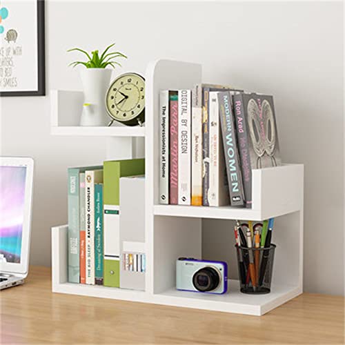 XUJIAM Desktop-Bücherregal, Lagerregal, mehrschichtig, einfacher Kleiner Büro-Schreibtisch, Bücherregal, Studentenwohnheim (Farbe: Weiß, Größe: 40 x 17 x 41 cm) von XUJIAM